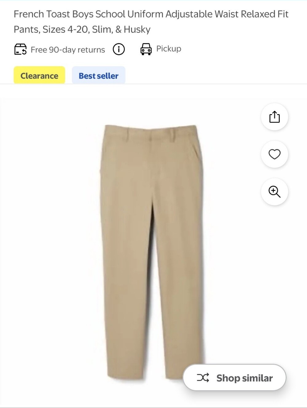 2 French Toast Boys Khaki & Navy Straight‑Leg School Chino Pants